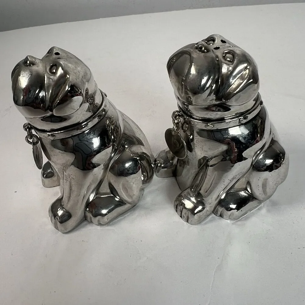Pottery Barn Bulldog Salt & Pepper Shakers unused original box